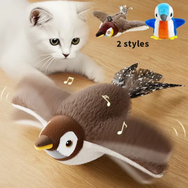 2 Styles Interactive Cat Toy Flapping Bird With Catnip