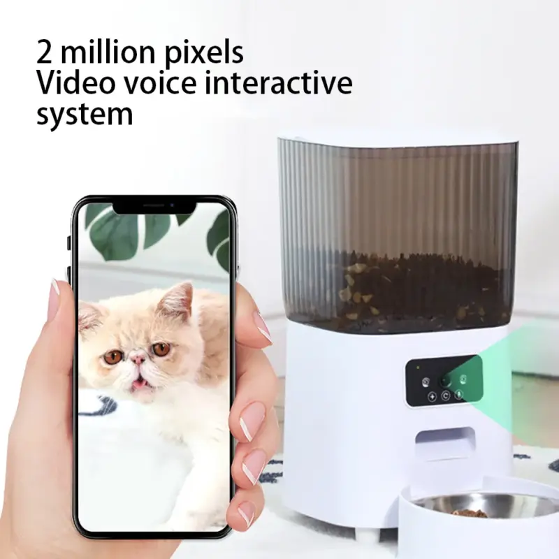 5L Double Bowls Smart Automatic Cat Feeder With Camera Cat Dry Food Video Dispenser - Image 5